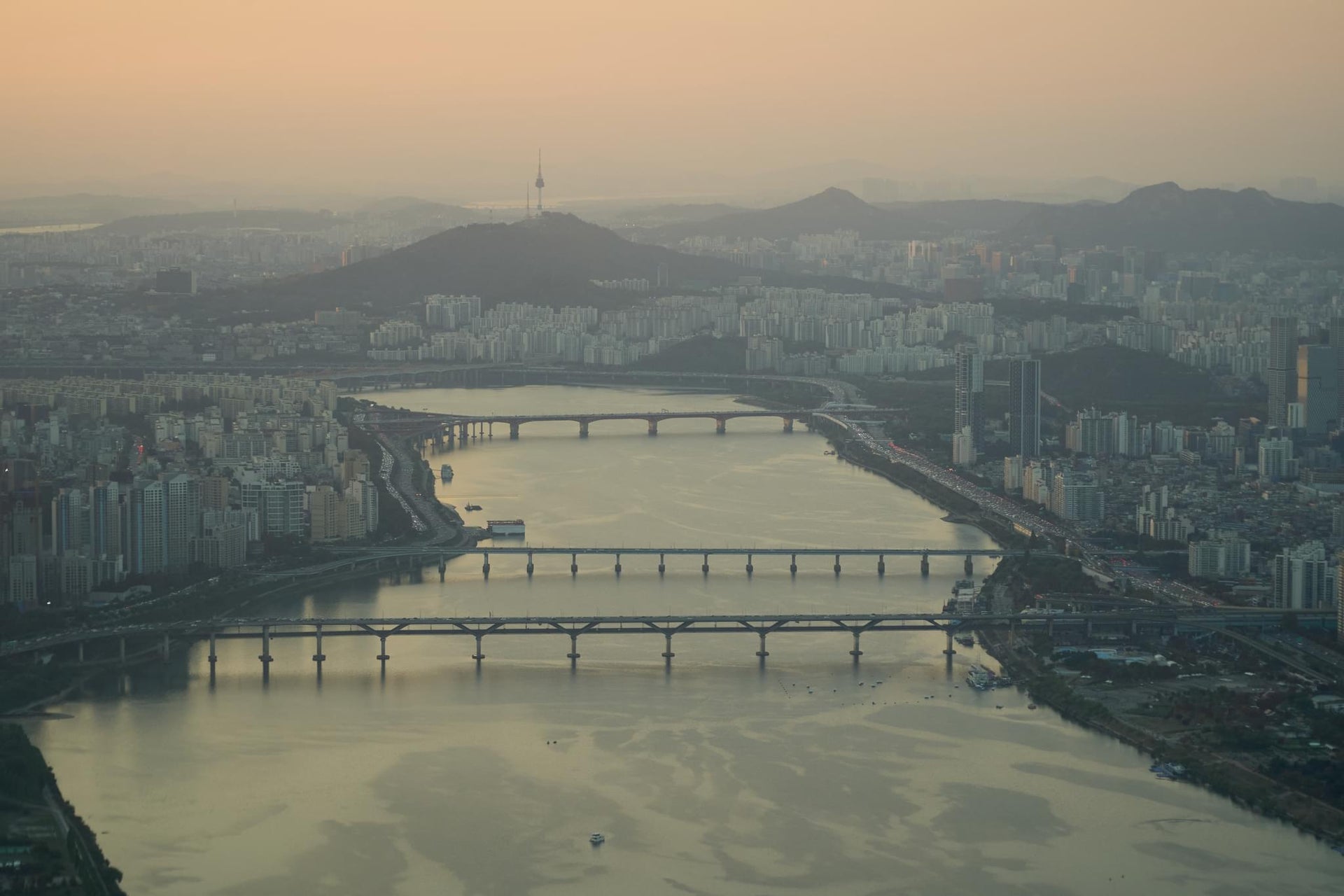 Seoul Cityscape Sunset and Night