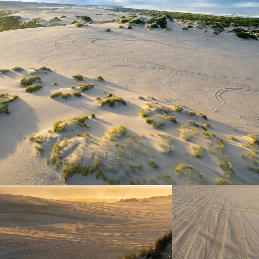 Aerial Sand Dunes with Tracks