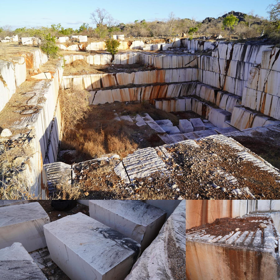 Cracked White Marble Quarry