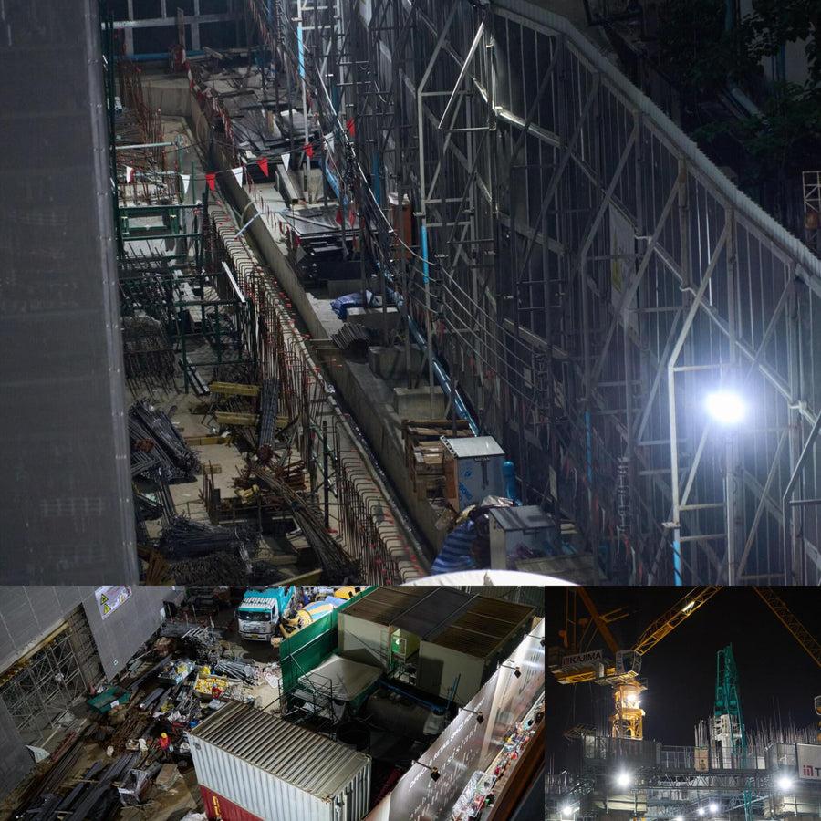 Asian Construction Site Exterior at Night