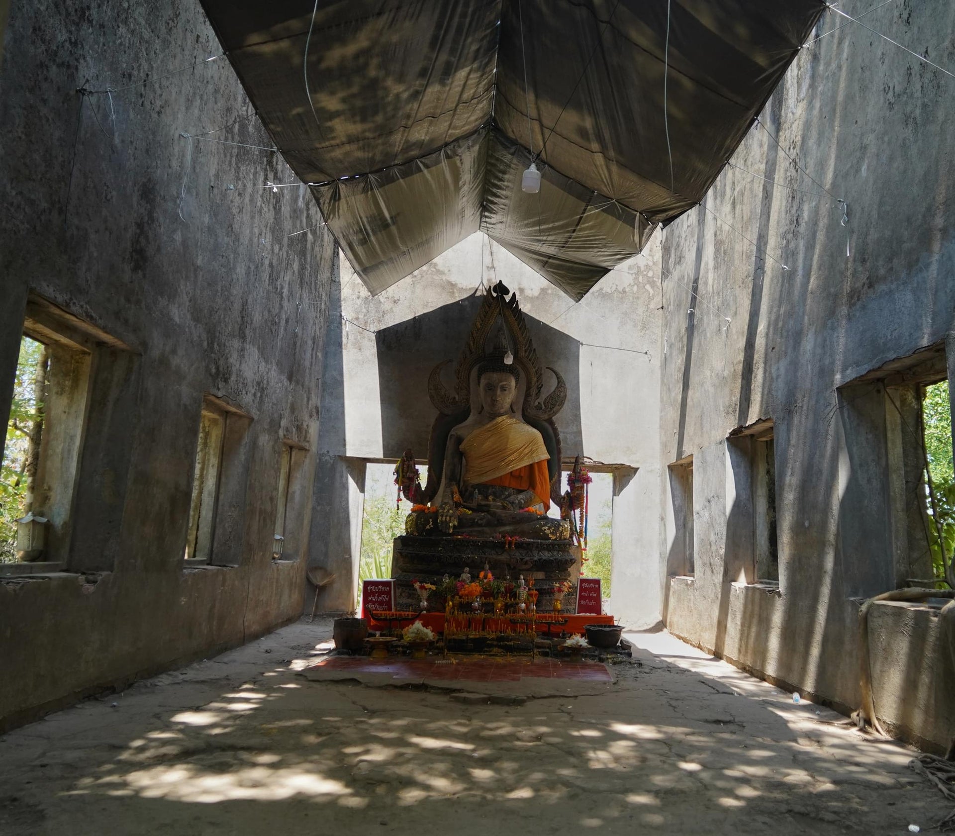 Overgrown Unfinished Concrete Buddhist Temple