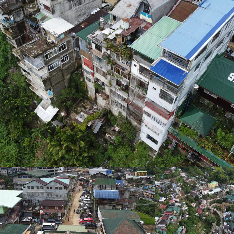 Tall Concrete River Slums Town