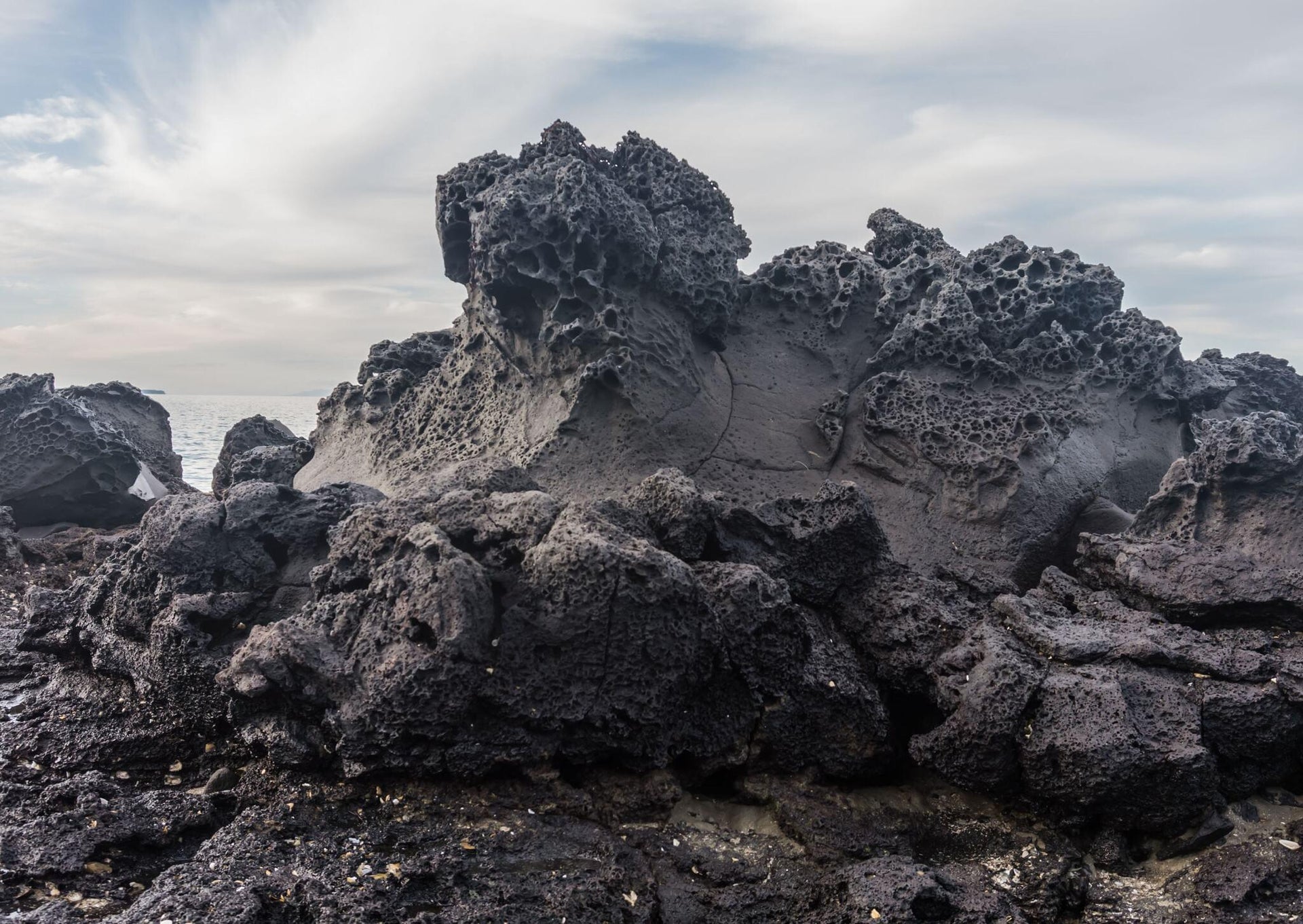 Black Lava Porous Rocks