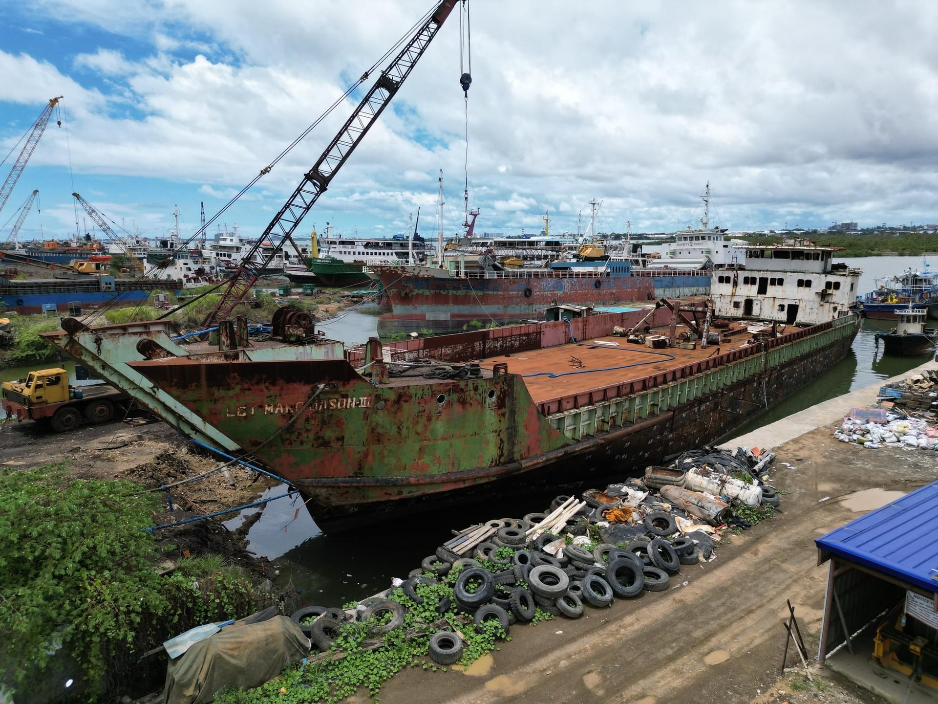 Rusty Abandoned Vehicle Ferry Ship