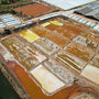 Colorful Salt Farm Fields and Sorting Facility